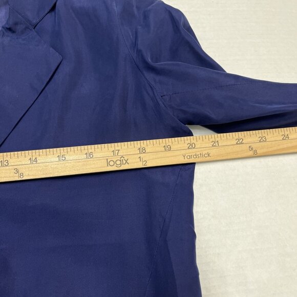 Wintersilks Blazer Womens S Purple Blue Silk One Button Jacket Lightweight - Picture 6 of 6